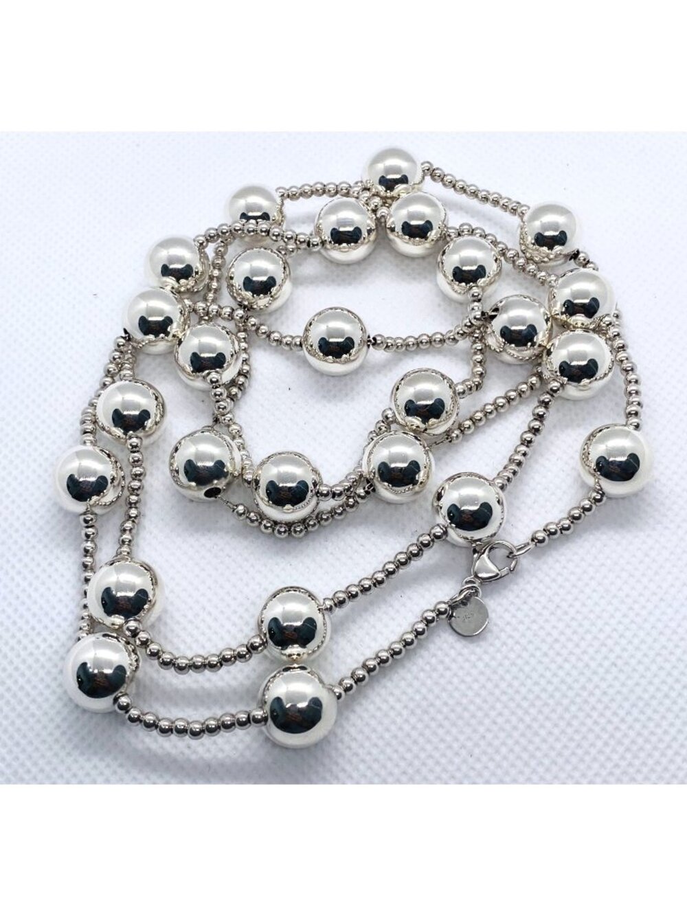 Tiffany & Co Sterling Silver 12mm Ball Bead Necklace 37.5 Inches Long